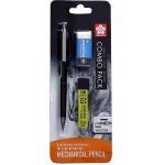 Sakura Cushioning Point Mechanical Pencil Starter set with lead refill, (HB, 0.3) and eraser (Black)