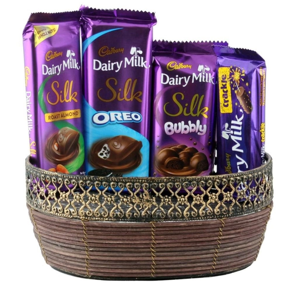 Astonished Retail Astonished Dairy Milk Silk Flavored Chocolates with Handmade Basket | Chocolate Gift Hamper for Diwali, Birthday, Holi, Rakhi, New Year, Christmas, Anniversary, 1