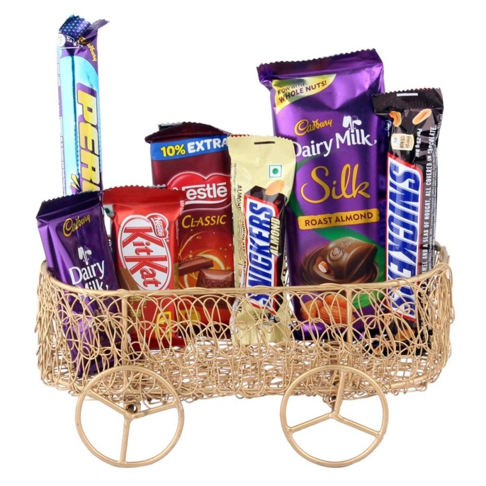 Astonished Retail Dairy Milk Silk with Assorted Chocolates | Chocolates with Handcrafted Cart Basket | Chocolate Gift Hamper for Diwali, Birthday, Holi, Rakhi, New Year, Christmas, Anniversary, 1