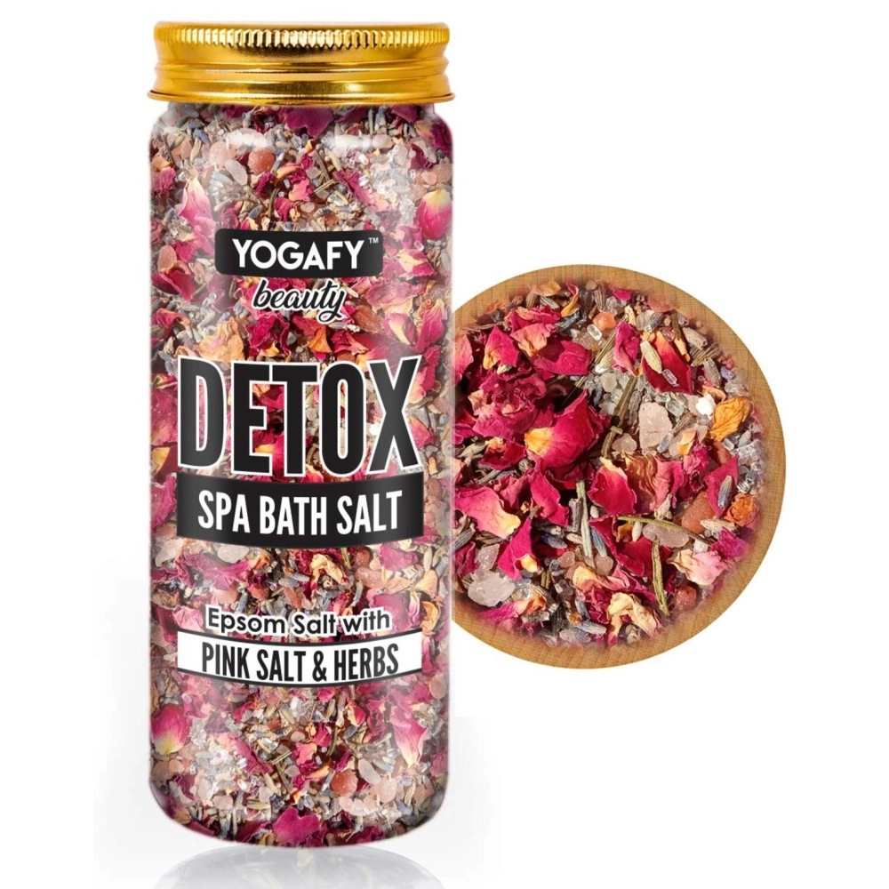 YOGAFY - Epsom Bath Salt Crystals (250 gm) || DETOX SPA || Muscle Relief Body Soak with Epsom Salt Crystals- Deep Soaking Body Aches, Muscle Pain, Joint Soreness and Tired Muscles | Pet Jar Pack |
