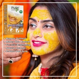 SKYMORN- Pure Organic Haldi Ubtan Powder Face Pack (Dulhan Special) for Face, Body Fairness, Tanning, Glowing Skin, Turmeric Moisturizer (100 Gram)