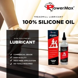 PowerMax Fitness Multi-Purpose PMS-100 (100ml Silicone Oil Bottle) 100% Pure Silicone Treadmill Belt Lubricant, Full Belt Width Lubrication, No Odor & No Propellants, Nozzle Cap for Easy Application