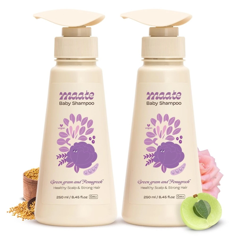 Maate Baby Shampoo for Health Scalp & Strong Hair | Green Gram & Fenugreek - 250 ml (Pack of 2)