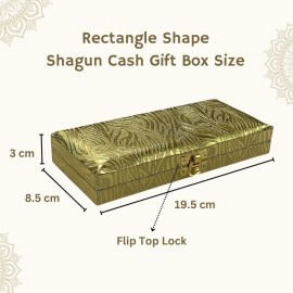 Vanya Creations Decorative Shagun Box for Gifting Money Cash Note Gaddi, Gift Sagan Wedding Engagement Occasion, Designer Golden Color, Set of 1, Leatherette Finish Rectangle Shape