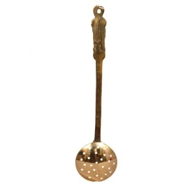 BONA FIDE - Unit of signature metal exports Bonafide Pure Brass Spoon for Serving Cooking and Serving Spoon | Heavy Guage Brass Ladle Diameter 13 inch peetal chamcha