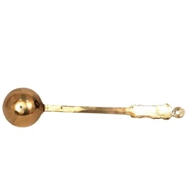 BONA FIDE - Unit of signature metal exports Bonafide Pure Brass Spoon for Serving Cooking and Serving Spoon | Heavy Guage Brass Ladle Diameter 13 inch peetal chamcha
