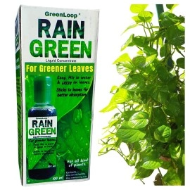 GreenLoop RAIN Green - Liquid Concentrate for Lush Green Leaves, 100ml, Mix in Water & Spray on Leaves.