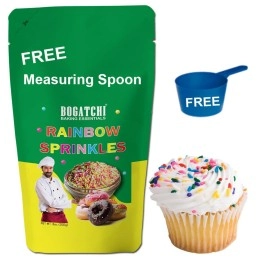 BOGATCHI Colorful Rainbow Sprinkles, Non - GMO |Tasty | Gluten Free, Mixed Colorful Sprinkles for Cakes Decoration, 200g , Free Measuring Spoon