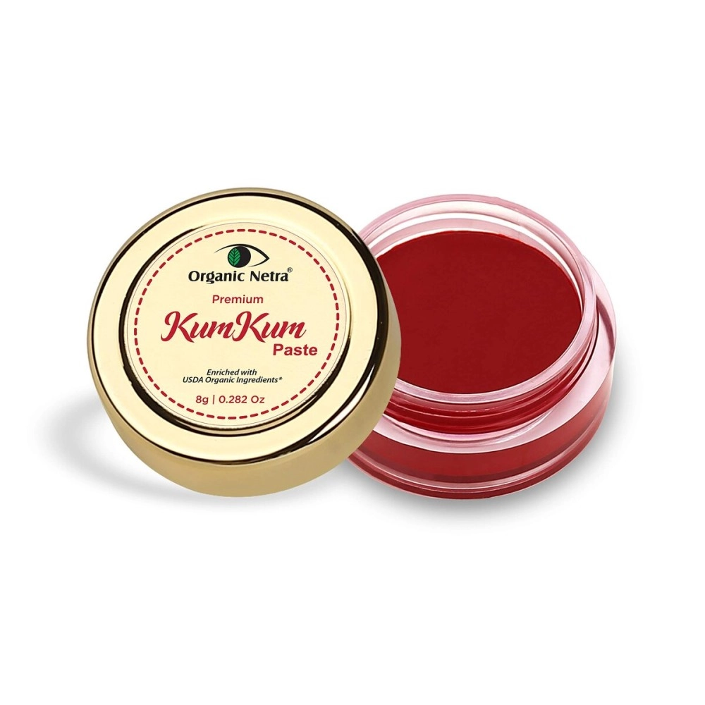 Organic Netra Sindoor/KumKum Paste - 100% Chemical Free, All Natural, No Lead, No Mercury, No Parabens, Water Resistant - 8 gm (RED)