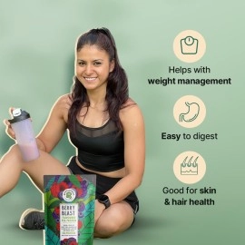 GREEN PROTEIN Pea Protein Isolate Powder, Vegan Plant Protein, 15gm Protein Per Serving, No Added Sugar, 100% Vegan, Soy Free, Dairy Free, Allergen Free, Berry Blast Flavor, Pack Of 12, 23 gm each