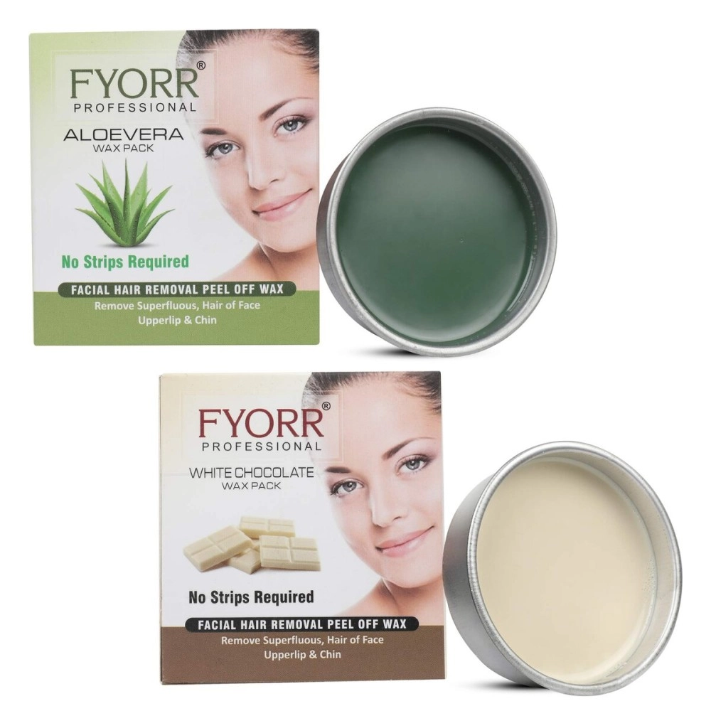 Fyorr Facial Katori Peel-Off Wax Combo of 2 Aloevera & White Chocolate - 80gm each