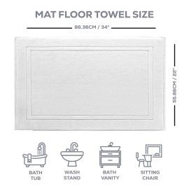 Alibi Bath Mat Floor Towel Set | 2 Pack of Super Soft & Absorbent Luxury Cotton Towels | Hotel, Spa, Shower & Bathroom Step Out of Tub Floor Mats [NOT a Bathroom Rug] |Machine Washable - White 22 X 34
