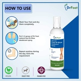 Dr Foot Natural Foot & Shoe Deodorant Spray, Sanitizer Spray With Essential Oils for Smelly Feet, Bad Smell Remover, Shoe Freshener