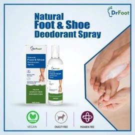 Dr Foot Natural Foot & Shoe Deodorant Spray, Sanitizer Spray With Essential Oils for Smelly Feet, Bad Smell Remover, Shoe Freshener