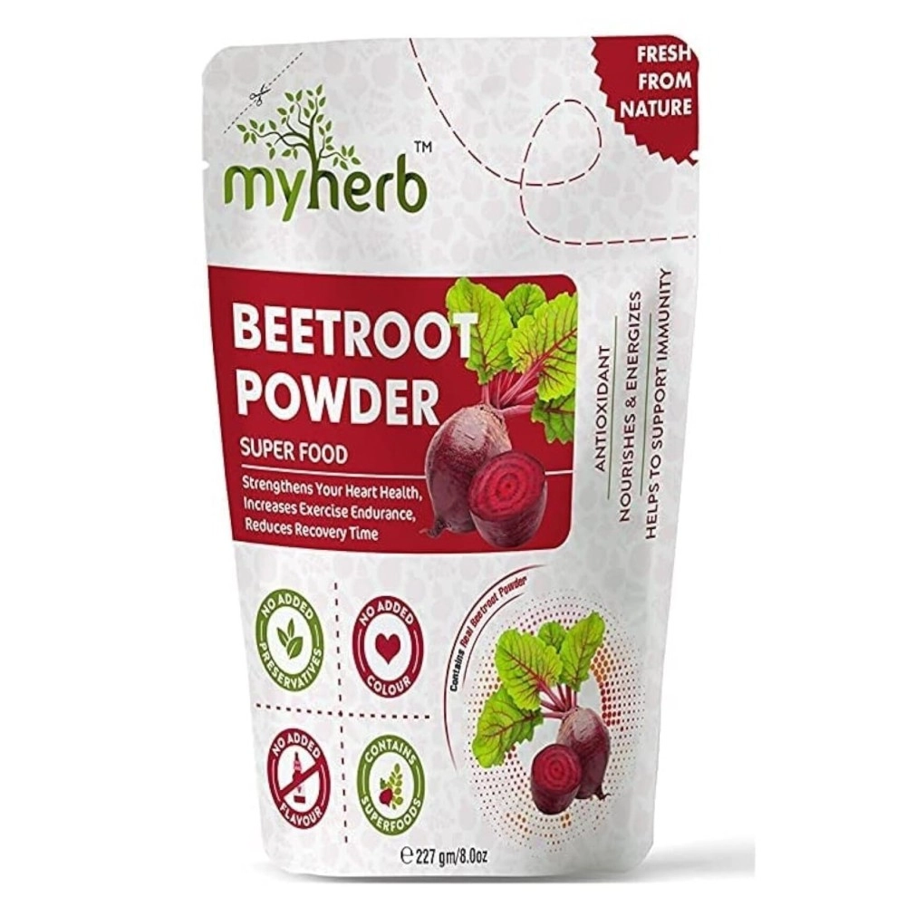 MYHERB 100% Natural Organic Beet Root Powder || 227 Gm/0.5 Lbs || Super Concentrated || Circulation Superfood || Supports Natural Energy & Stamina || For Men & Women