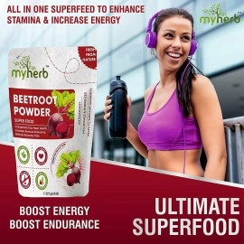 MYHERB 100% Natural Organic Beet Root Powder || 227 Gm/0.5 Lbs || Super Concentrated || Circulation Superfood || Supports Natural Energy & Stamina || For Men & Women