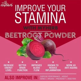 MYHERB 100% Natural Organic Beet Root Powder || 227 Gm/0.5 Lbs || Super Concentrated || Circulation Superfood || Supports Natural Energy & Stamina || For Men & Women