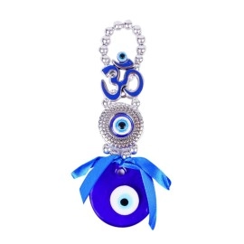 DT DECTONE Evil Eye OM Design Blue Pendant Decoration | Lucky Hanging Ornament Amulet for Car, Home and Office | Protection and Blessing Nazar Battu (1 OM)
