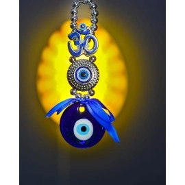 DT DECTONE Evil Eye OM Design Blue Pendant Decoration | Lucky Hanging Ornament Amulet for Car, Home and Office | Protection and Blessing Nazar Battu (1 OM)