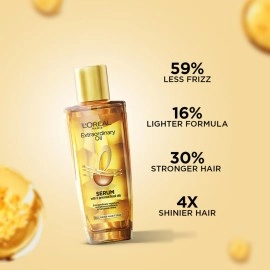LOral Paris Serum, Protection and Shine, For Dry, Flyaway & Frizzy Hair, With 6 Rare Flower Oils, Extraordinary Oil, 30ml