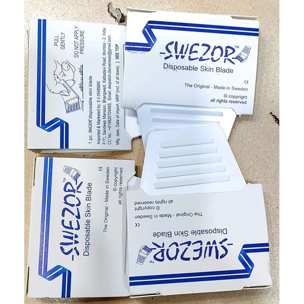 SWEZOR Disposable Skin Blade, Manual razor - THE ORIGINAL - MADE IN SWEDEN Pack Of 10Pcs. For Men/Women, PACK OF 10