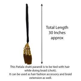 VTN Women\'s Patiala Shahi Paranda/Parandi Traditional Hair Accessory Braid Tassles/Hair Extension/Choti (Black With Golden Hangings)
