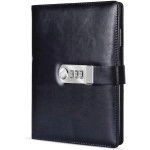 AccuPrints PU Leather 2024 Notebook Diary with Lock, Size 6 ny 8 inch or A5 with Combination Password Journal- Pages 200 undated (Grey)