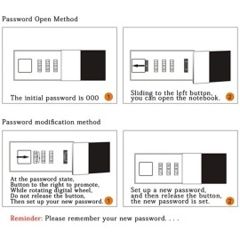 AccuPrints PU Leather 2024 Notebook Diary with Lock, Size 6 ny 8 inch or A5 with Combination Password Journal- Pages 200 undated (Grey)