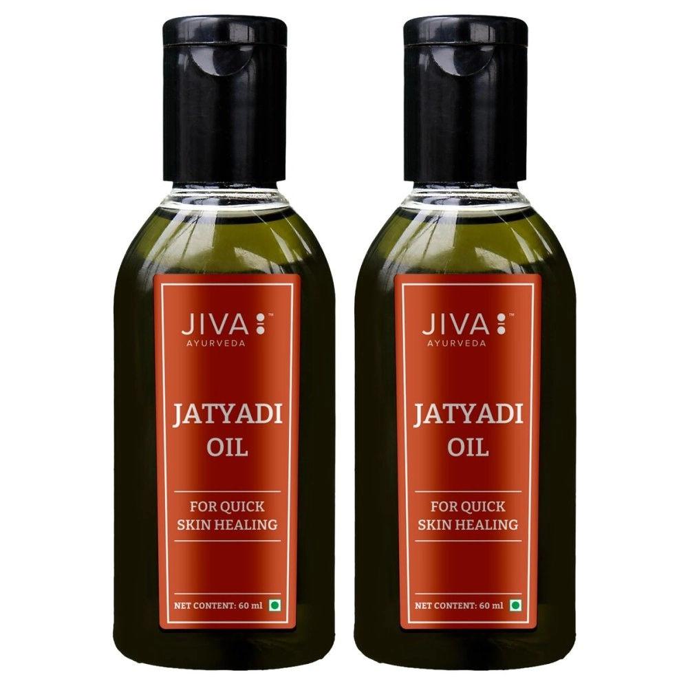Jiva Jatyadi Oil 60ml | 100% Ayurvedic Formulation | Heals Wounds & Stops Bleeding | Purifies Blood, Disinfects Wounds & Aids In Tissue Healing | Suitable For All Types Of Wounds (Pack of 2)