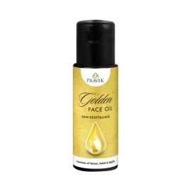 PRAVEK Golden Face Oil, Skin, Super Blend of Kesar, Haldi, Khas, Laksha & Majith, Corrects dryness, acne, dark spots & pigmentation, protects from UV exposure & Pollution, 25 ml