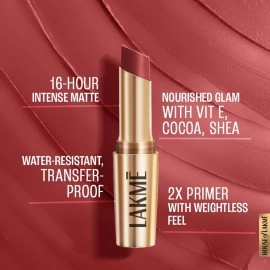 Lakm 9TO5 Primer + Matte Lip Color MR4 Roseatte Red, Roseatte Red, 3.6 g