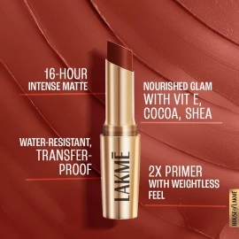 Lakm 9TO5 Primer + Matte Lip Color MR3 Red Rust, Red Rust, 3.6 g