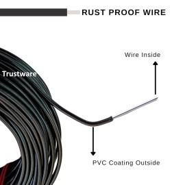 Trustware TM Rope Wire for Drying Hanging Clothes/Clothesline/Washing line/Rope Wire for Laundry,Terrace,Balcony,Indoor22 M Heavy Duty Steel Wire. Black