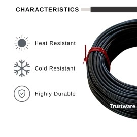 Trustware TM Rope Wire for Drying Hanging Clothes/Clothesline/Washing line/Rope Wire for Laundry,Terrace,Balcony,Indoor22 M Heavy Duty Steel Wire. Black