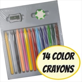 PADMA Plastic Wax Crayons Colors Set 14 Shade Kit for Kids with Drawing, Colouring & Activity Book for Girls and Boys Under 2 Year Old (Kids Plastic Crayons, Alphabet Coloring Book)