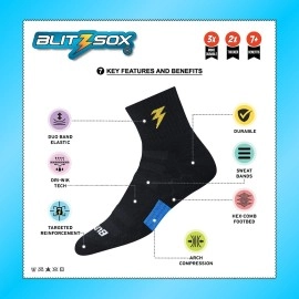 BLITZSOX Hi-Tech Performance Sports Socks For Men (Badminton, Running, Gym & Indoor Training), Pack Of 3 (Size Uk 7-11, White, Ankle Length, Cotton Blend)