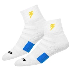 BLITZSOX Hi-Tech Performance Sports Socks For Men (Badminton, Running, Gym & Indoor Training), Pack Of 3 (Size Uk 7-11, White, Ankle Length, Cotton Blend)