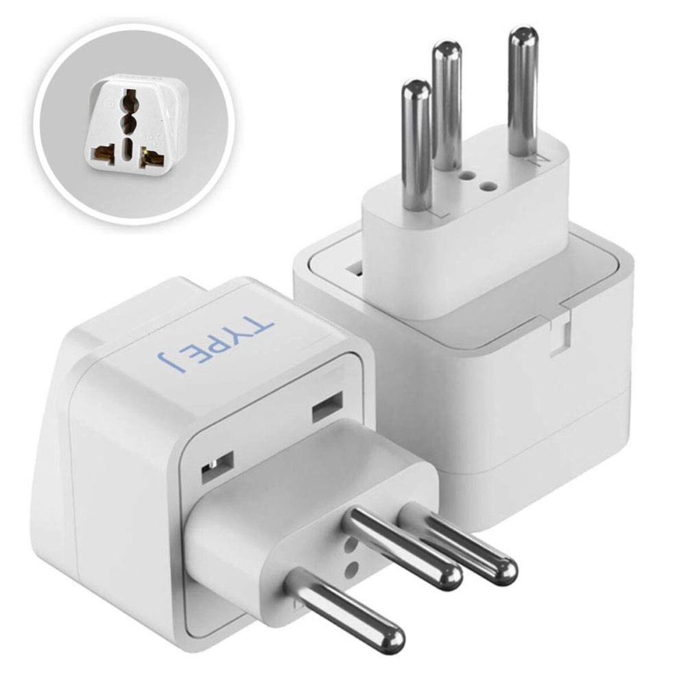 Ceptics India to Switzerland, Rwanda, Liechtenstein (Type J) Travel Adapter Plug - CE Certified - RoHS Compliant - 2 Pack (GP-11A-2PK)