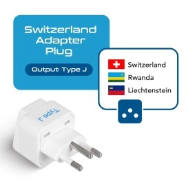 Ceptics India to Switzerland, Rwanda, Liechtenstein (Type J) Travel Adapter Plug - CE Certified - RoHS Compliant - 2 Pack (GP-11A-2PK)