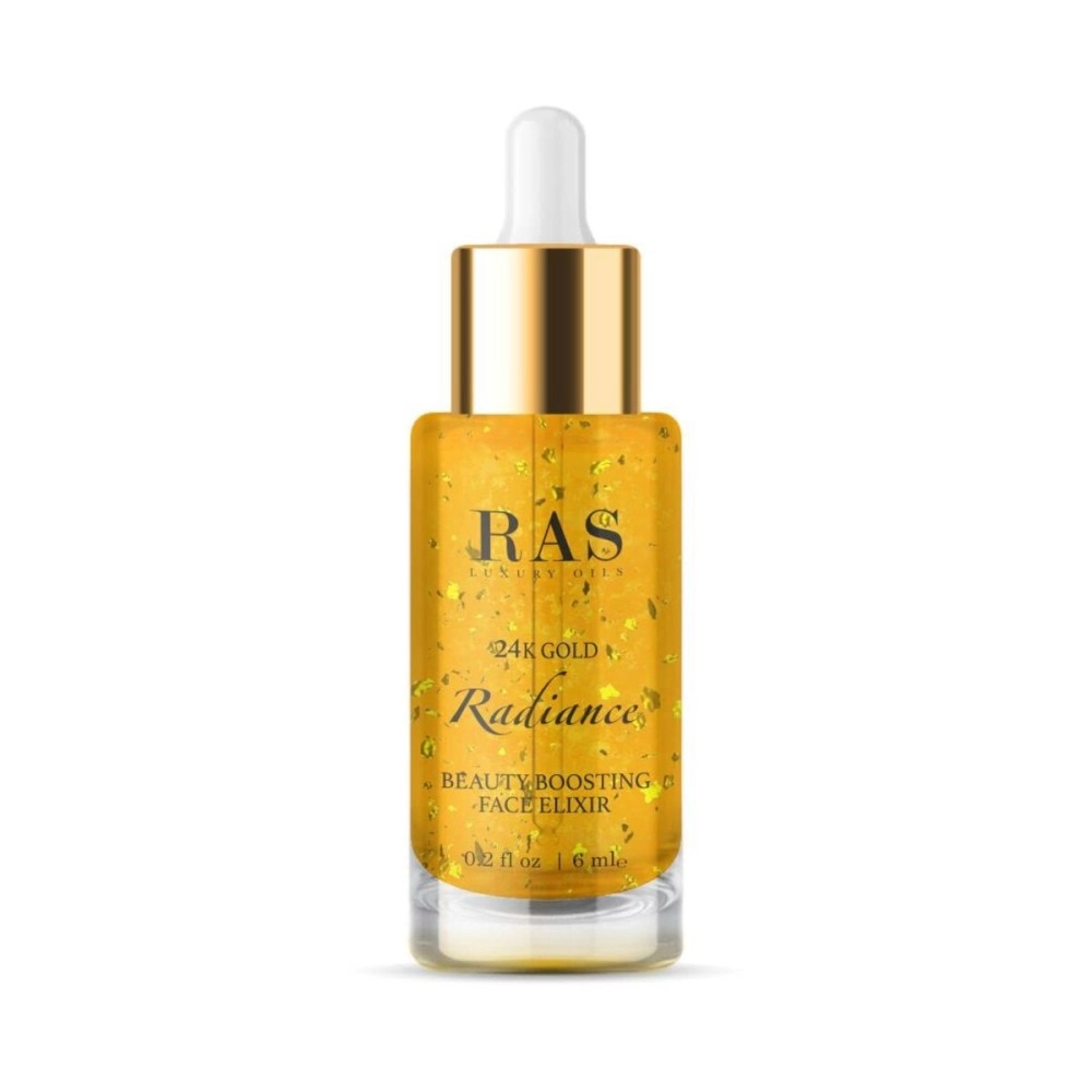 RAS Luxury Oils 24K Gold Radiance Elixir Face Serum for Glowing Skin & Skin Brightening | Face Oil | Nourish & Repair | Reduce Wrinkles, Acne & Dark Spots | (6 ml)