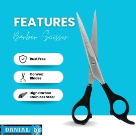 DANIAL 6-Inch Stainless Steel Barber Scissors for Professional Hair Cutting - Ideal for Men and Women\'s Grooming, Beard, and Mustache Trimming