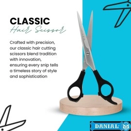 DANIAL 6-Inch Stainless Steel Barber Scissors for Professional Hair Cutting - Ideal for Men and Women\'s Grooming, Beard, and Mustache Trimming