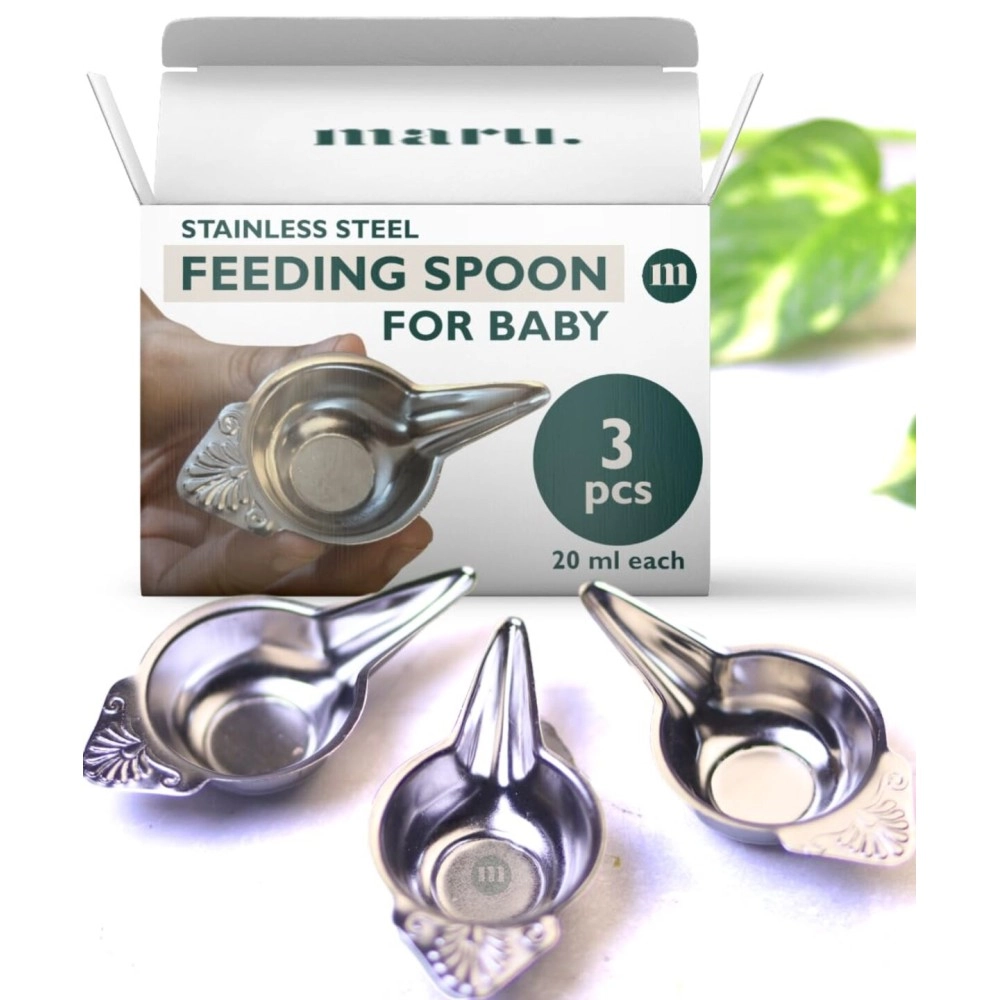 MARU Paladai for Baby Feeding Set of 3-20ml Each, New Born Baby Essentials - Multiple Uses as Milk Feeder, Medicine Dropper & Feeding Spoon - Perfect for Newborns and Babies Age 6 to 12 Months