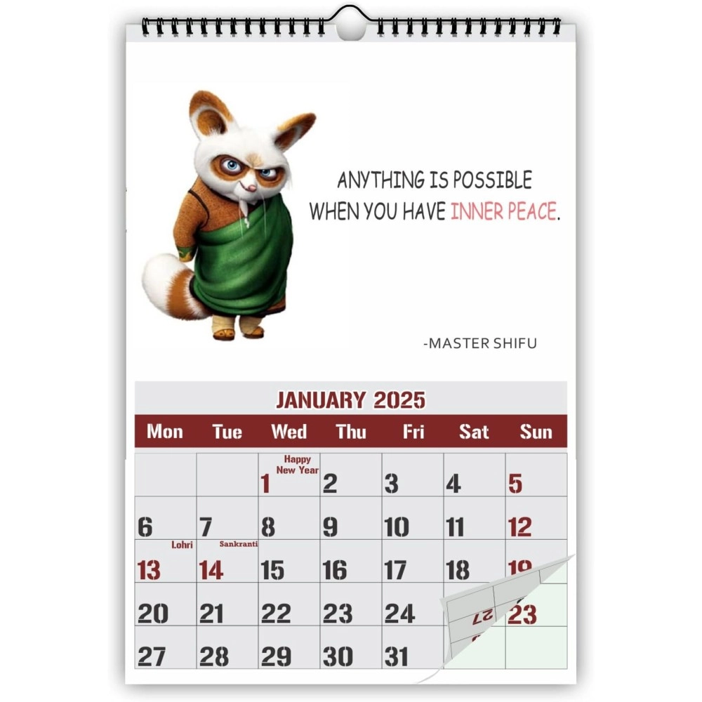 AccuPrints Panda 2024 Wall Hanging Calendar and Planner (12 x 18 inches) Paper -170 gsm