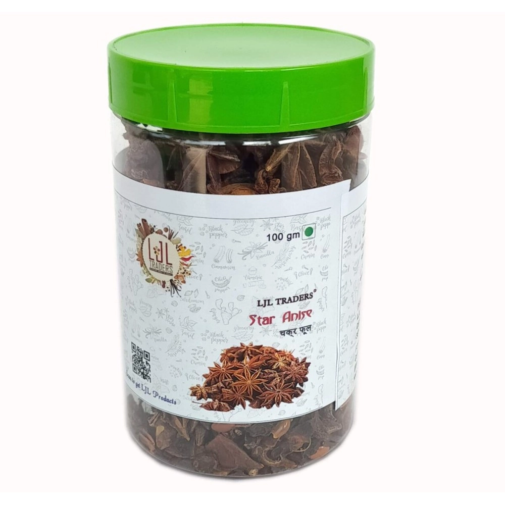 LJL Traders Star Anise Whole | Chakri Phool | Badhiyan Fool | Natural Aromatic and Organic Spice -100gm