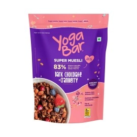 Yogabar Wholegrain Breakfast Muesli |Fruits Nuts and Seeds | Dark Chocolate Cranberry |No Sugar Super Muesli |400gm Each