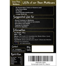 La Casa Made Green Paan Mukhwas | Combo Pack of 3 | Without Supari | Paan Mouth Freshener | Calcutta Meetha Paan | 350g Each |