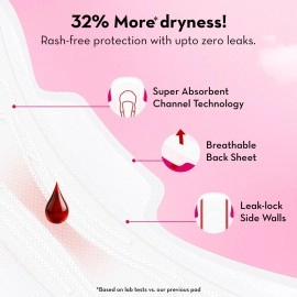 Plush Ultra-Thin Sanitary Pads For Women, 30 Cotton Sanitary Napkins | 14 Medium Flow XL + 16 Light Flow L + 4 Panty Liners For Rash Free Periods | Pure U.S. Cotton Pads With Disposable Pouch