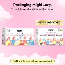 Plush Ultra-Thin Sanitary Pads For Women, 30 Cotton Sanitary Napkins | 14 Medium Flow XL + 16 Light Flow L + 4 Panty Liners For Rash Free Periods | Pure U.S. Cotton Pads With Disposable Pouch