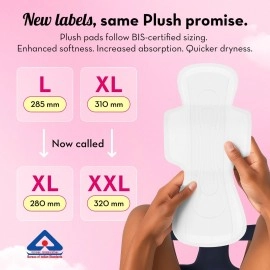 Plush Ultra-Thin Sanitary Pads For Women, 30 Cotton Sanitary Napkins | 14 Medium Flow XL + 16 Light Flow L + 4 Panty Liners For Rash Free Periods | Pure U.S. Cotton Pads With Disposable Pouch